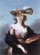 Elisabeth Louise Viegg-Le Brun self portrait in a straw hat oil painting reproduction